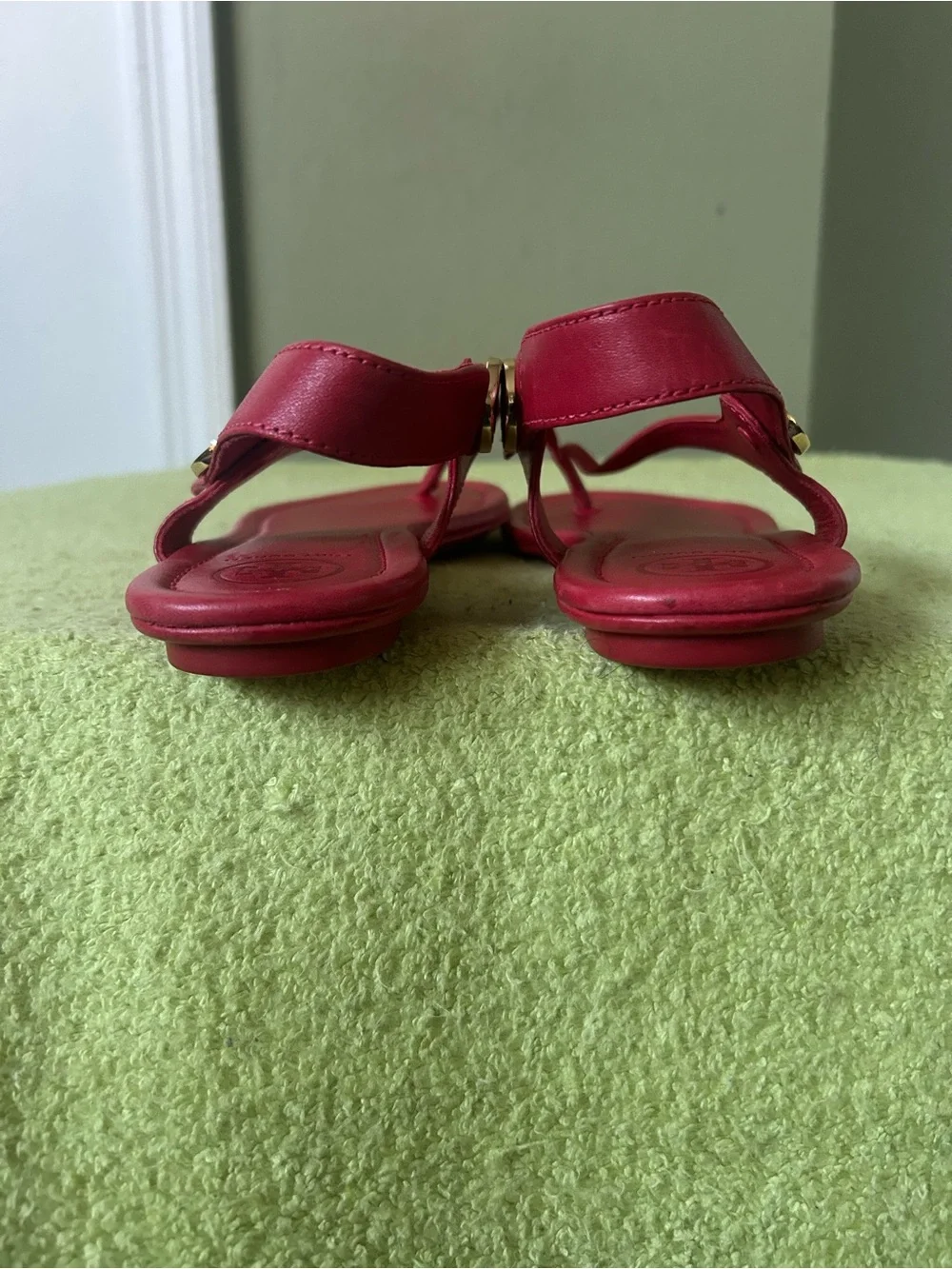 Tory Burch Red Leather Slingback Thong Sandals Sz 8